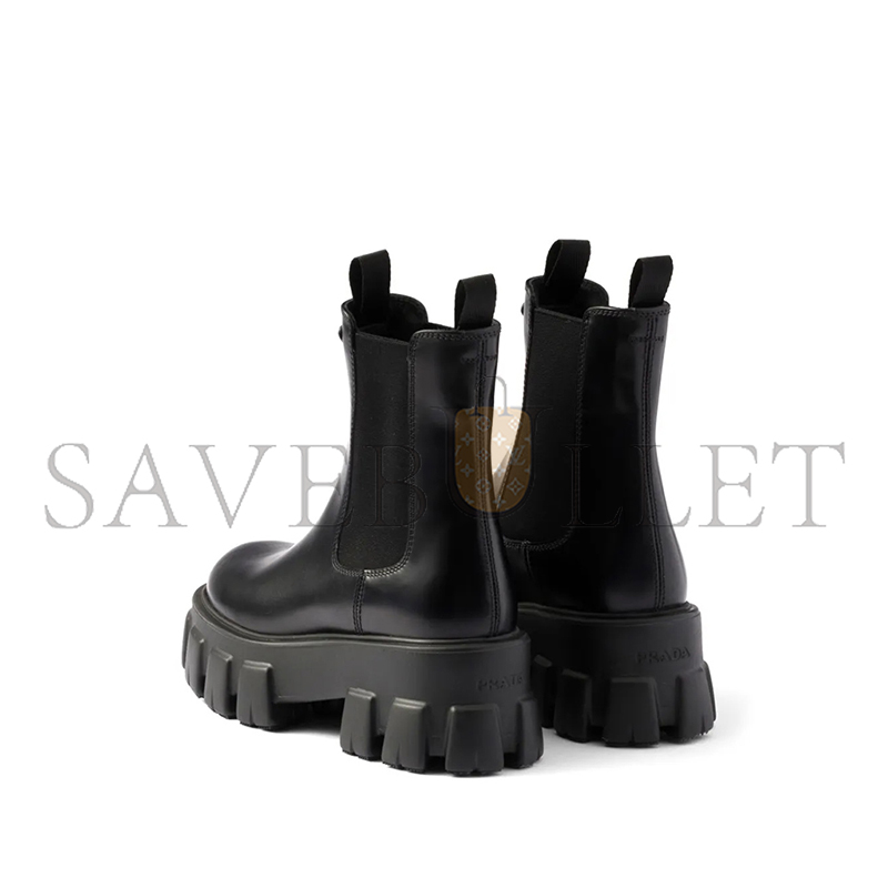 PRADA MONOLITH LEATHER CHELSEA BOOTS 